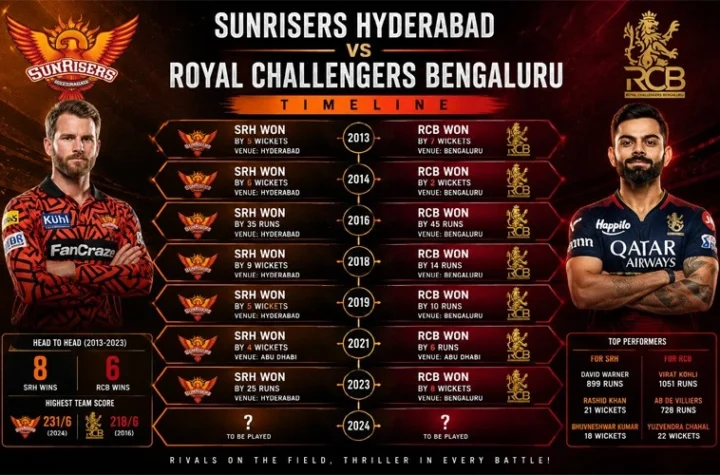 Sunrisers Hyderabad vs Royal Challengers Bengaluru Timeline